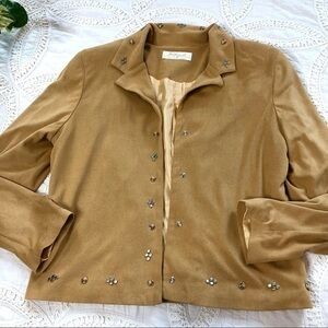 Sage West Vintage Western Studded Pearl Snap Jacket Faux Suede Brown Cowboy